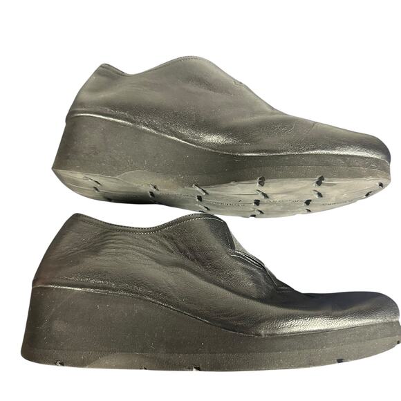 Thierry Rabotin Black Leather Wedge Shoes EU 38 US 7.5 Comfort soft - Picture 10 of 11